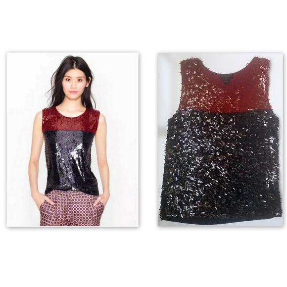 J.CREW COLLECTION SEQUIN COLORBLOCK TOP XS EUC - Picture 1 of 4